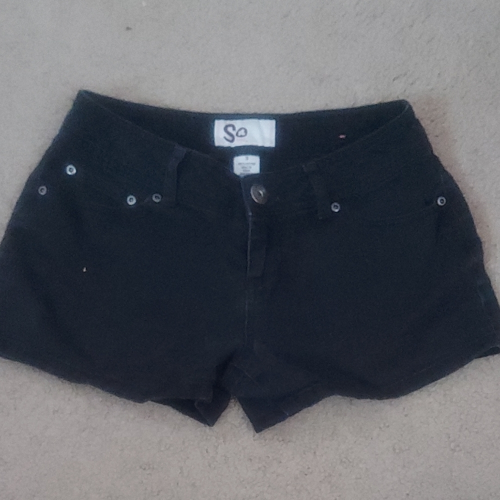 SO Black Jean Shorts Frayed Hem Casual